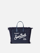 Borsa a mano Mini Vanity in velluto a coste blu navy