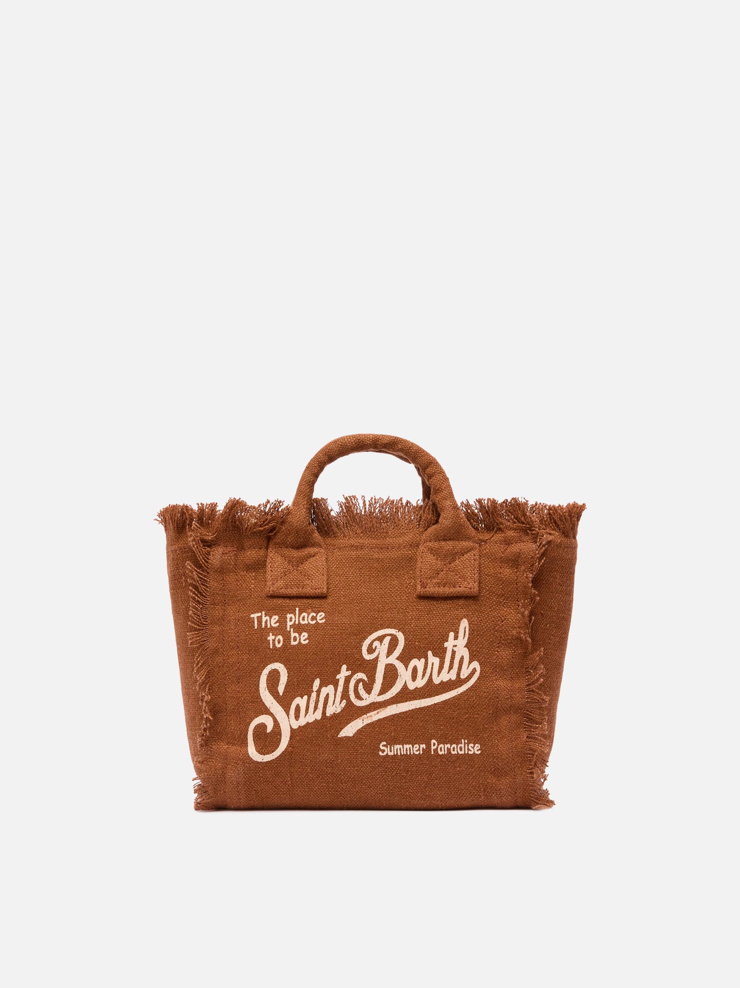 Borsa Mini Vanity in lino marrone