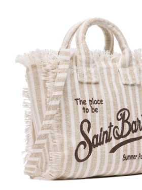 Borsa Mini Vanity Linen con stampa a righe