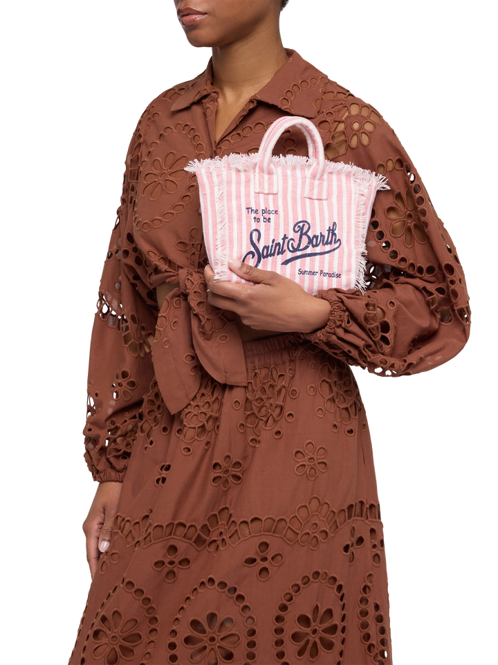 Mini Vanity Linen bag with striped print - MC2 Saint Barth