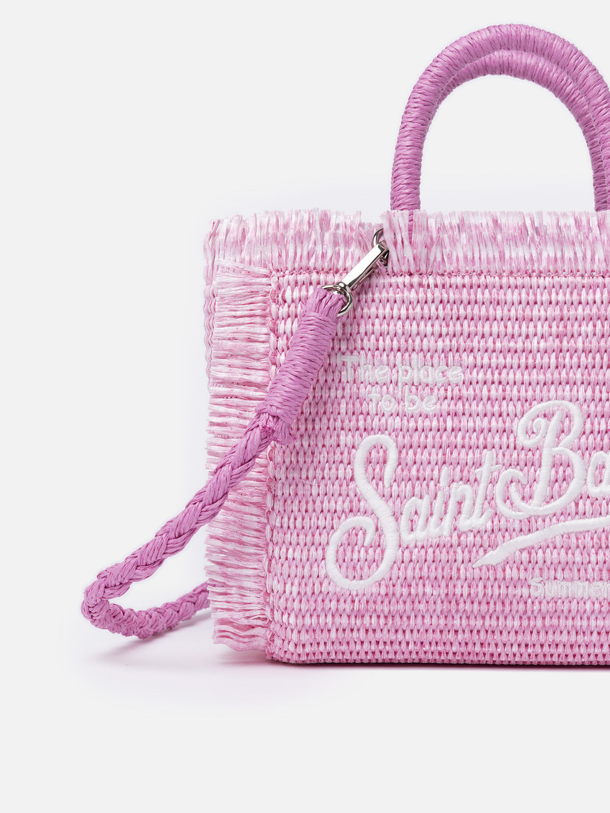 Rosa Mini Vanity Strohtasche