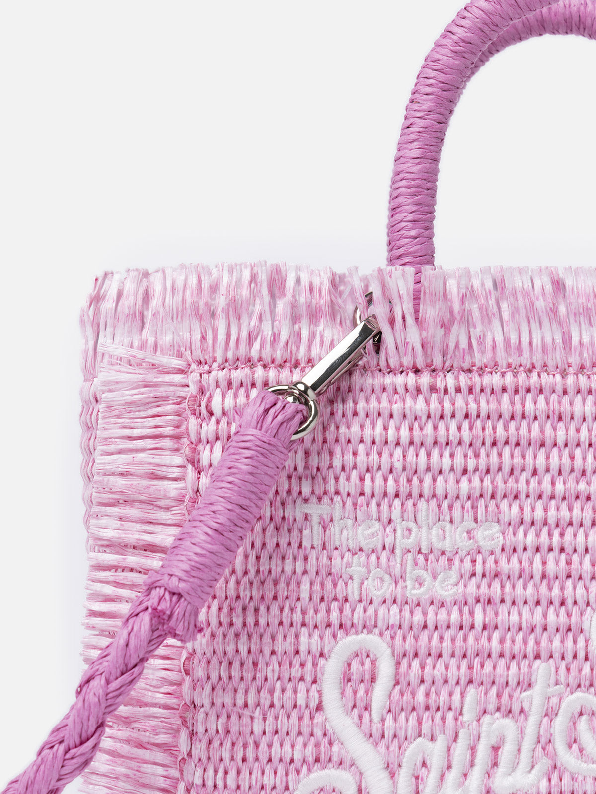 Rosa Mini Vanity Strohtasche