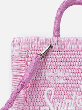 Rosa Mini Vanity Strohtasche