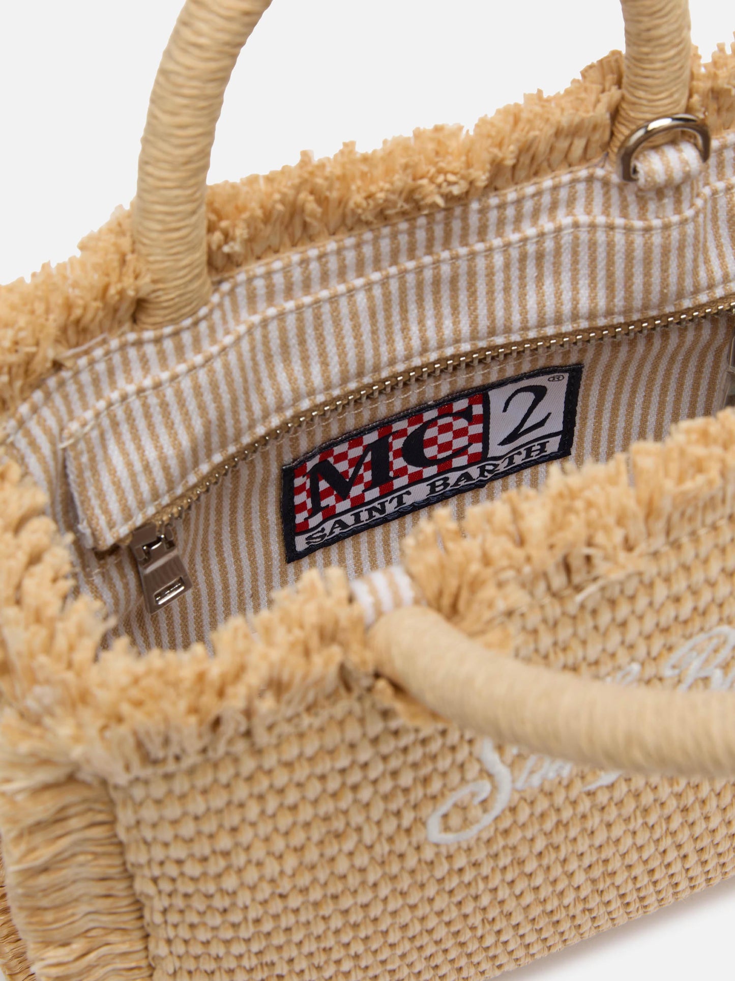 Borsa Mini Vanity beige effetto paglia