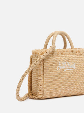 Borsa Mini Vanity beige effetto paglia
