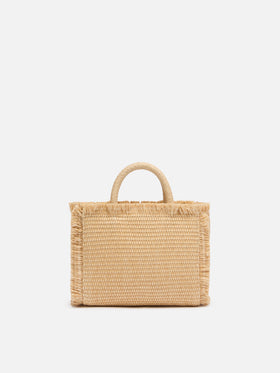 Borsa Mini Vanity beige effetto paglia