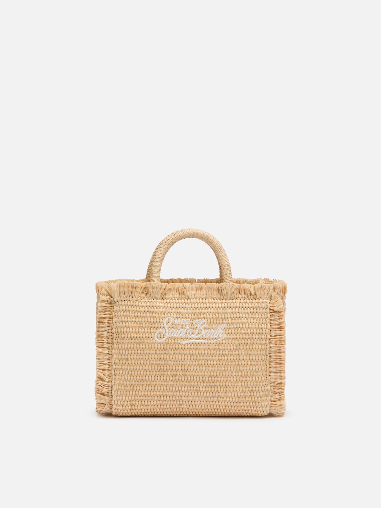 Borsa Mini Vanity beige effetto paglia