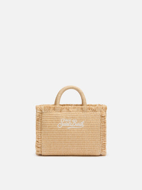 Borsa Mini Vanity beige effetto paglia