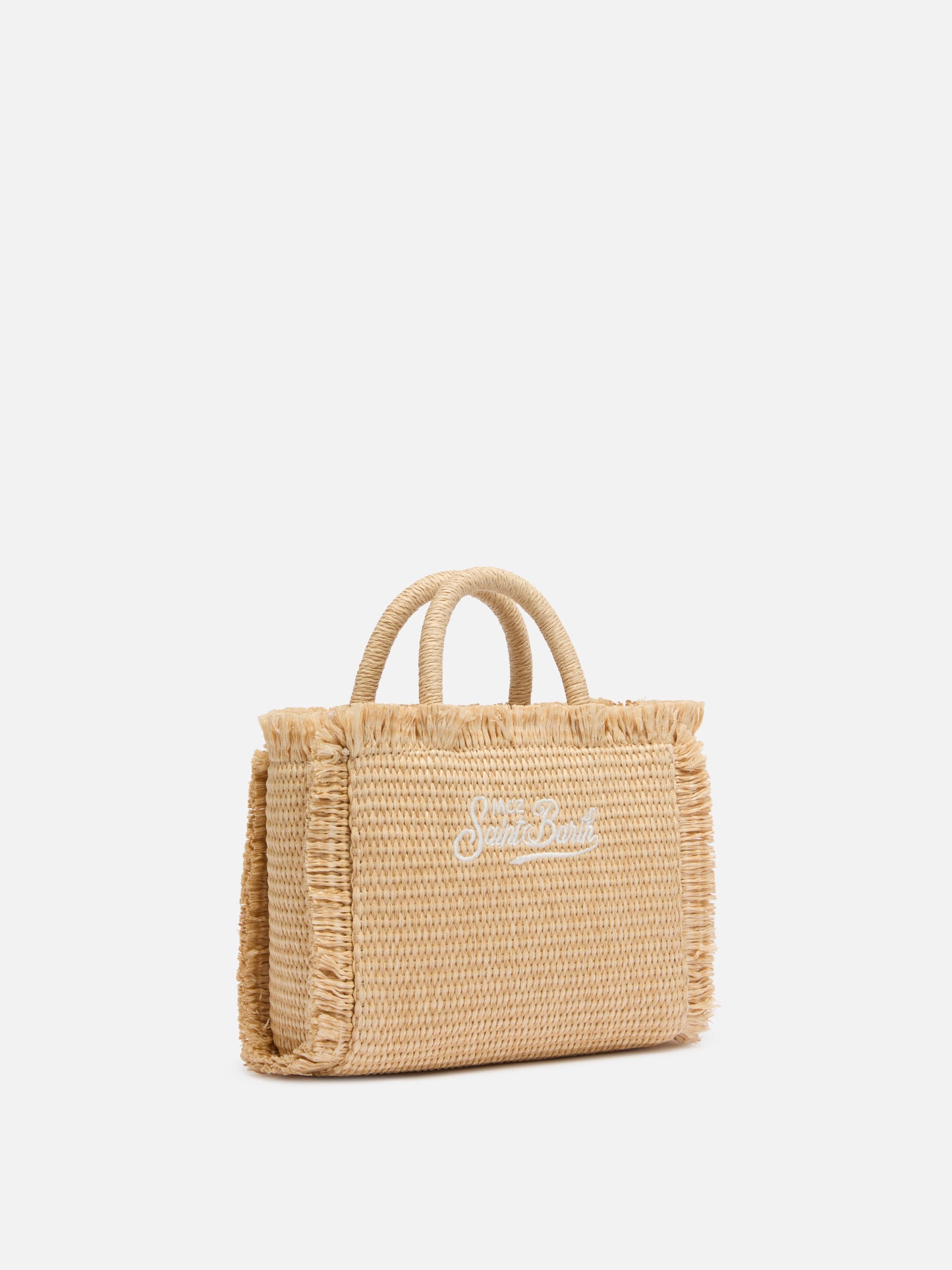 Borsa Mini Vanity beige effetto paglia