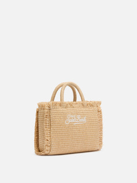 Borsa Mini Vanity beige effetto paglia