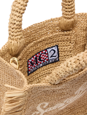 Borsa Mini Vanity rafia con frange e ricamo Saint Barth