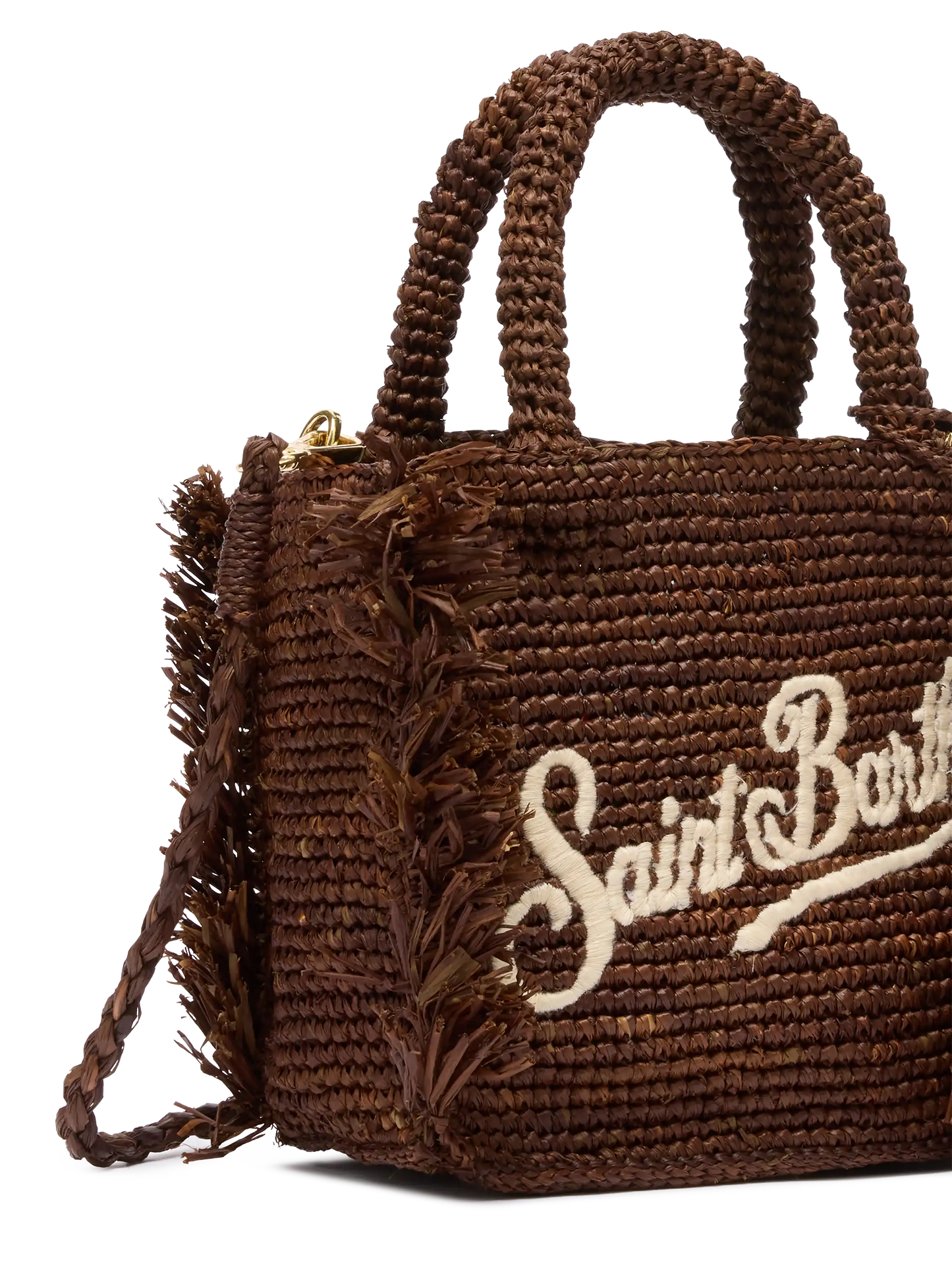 Borsa Mini Vanity rafia con frange e ricamo Saint Barth