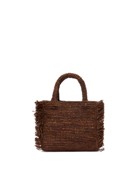 Borsa Mini Vanity rafia con frange e ricamo Saint Barth