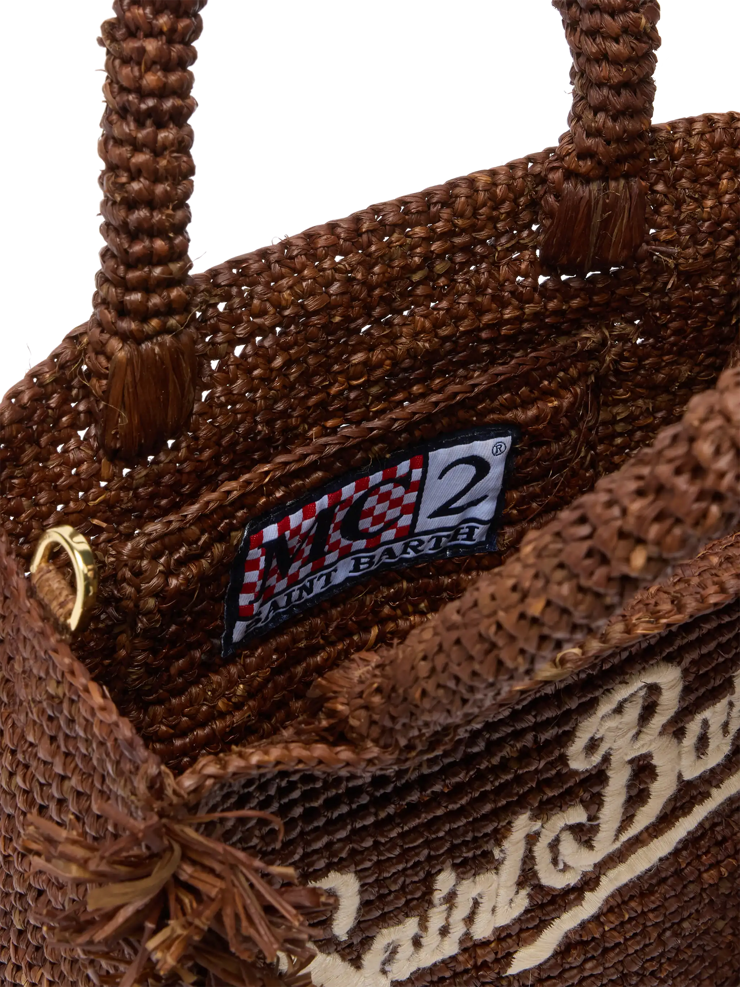 Borsa Mini Vanity rafia con frange e ricamo Saint Barth