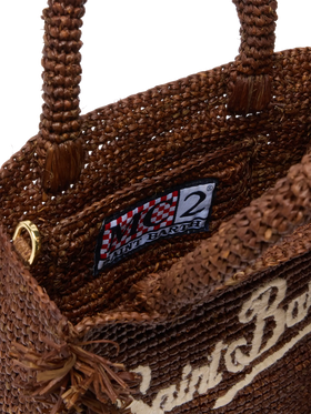 Borsa Mini Vanity rafia con frange e ricamo Saint Barth