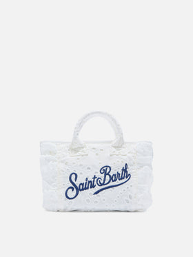White Vanity mini volant bag in broderie anglaise cotton