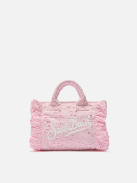 Pink Vanity mini volant bag in broderie anglaise cotton