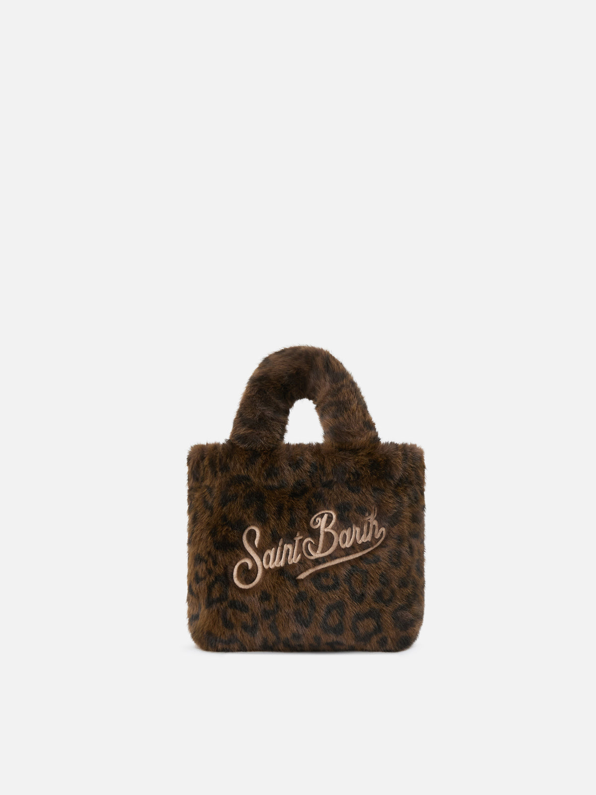 Borsa Mini Vanity Soft in effetto pelliccia con stampa leopardata