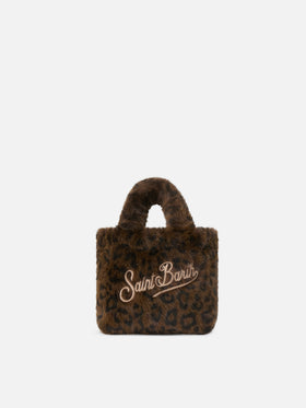 Borsa Mini Vanity Soft in effetto pelliccia con stampa leopardata
