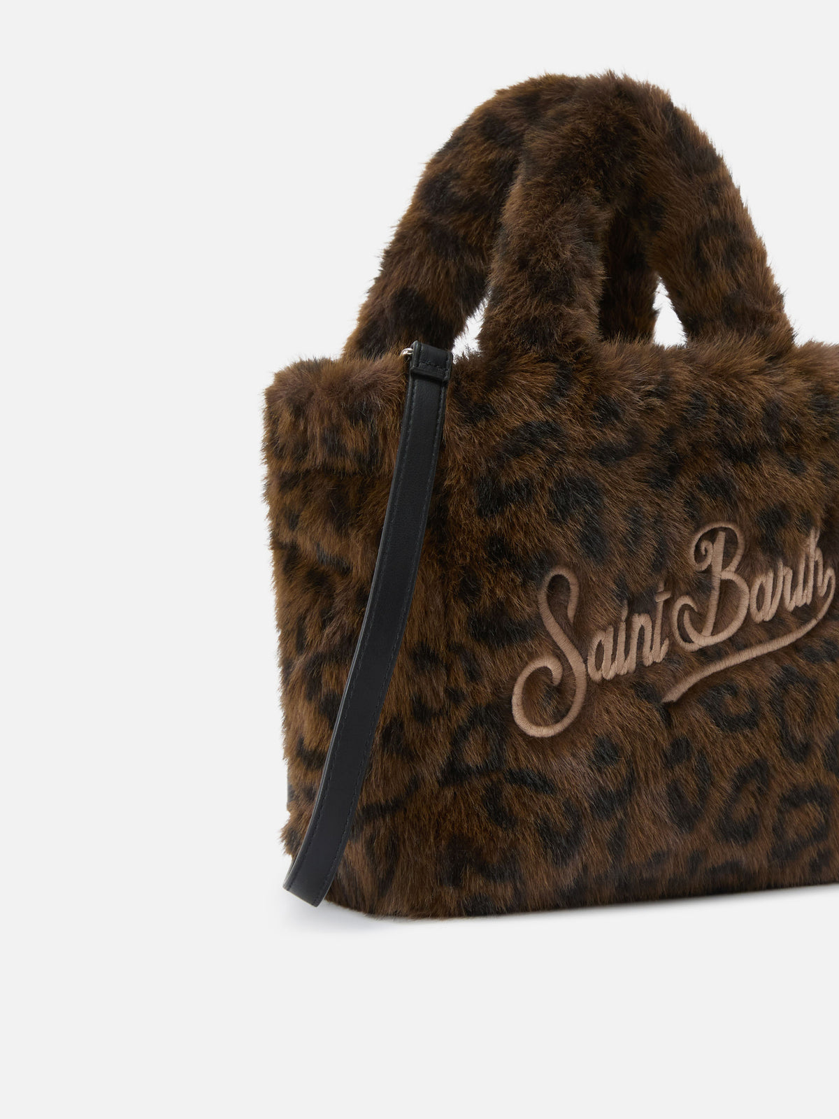 Borsa Mini Vanity Soft in effetto pelliccia con stampa leopardata