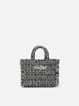 Vanity Mini Tweed Handtasche in Schwarz und Weiß