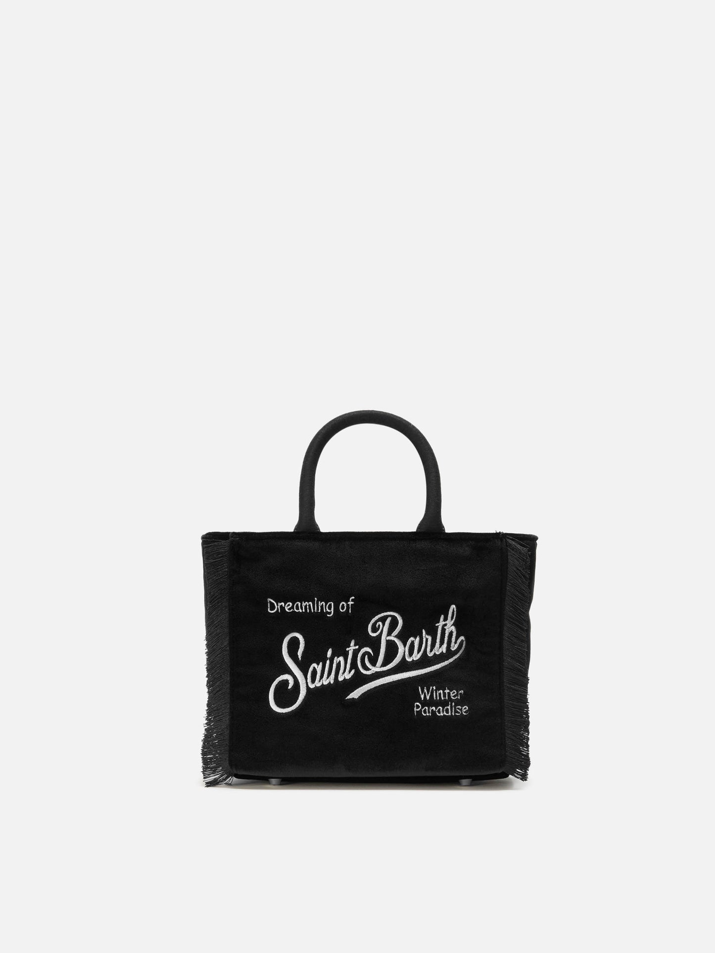 Vanity Mini Velvet Handbag in black velvet and faux suede