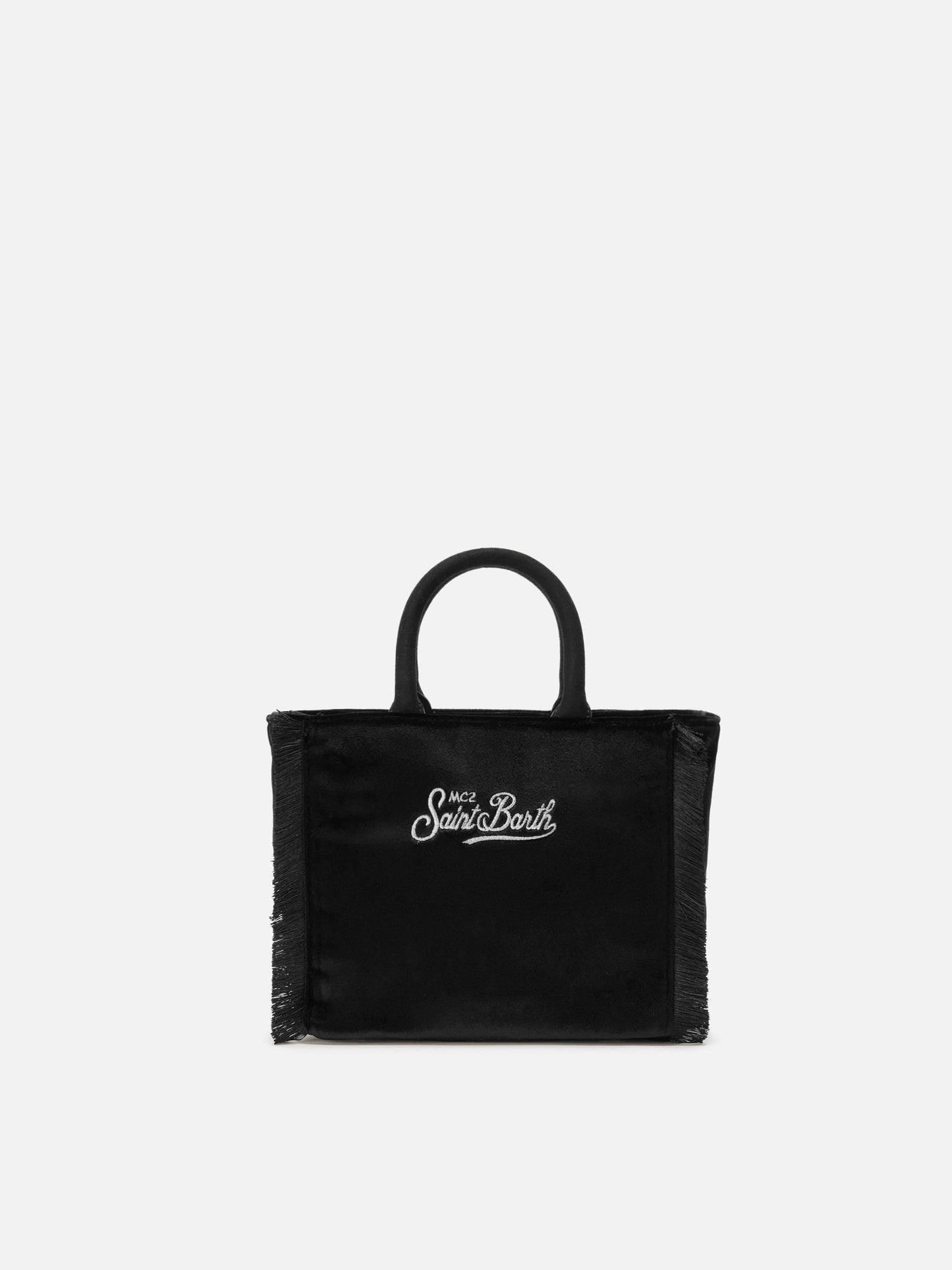Vanity Mini Velvet Handbag in black velvet and faux suede