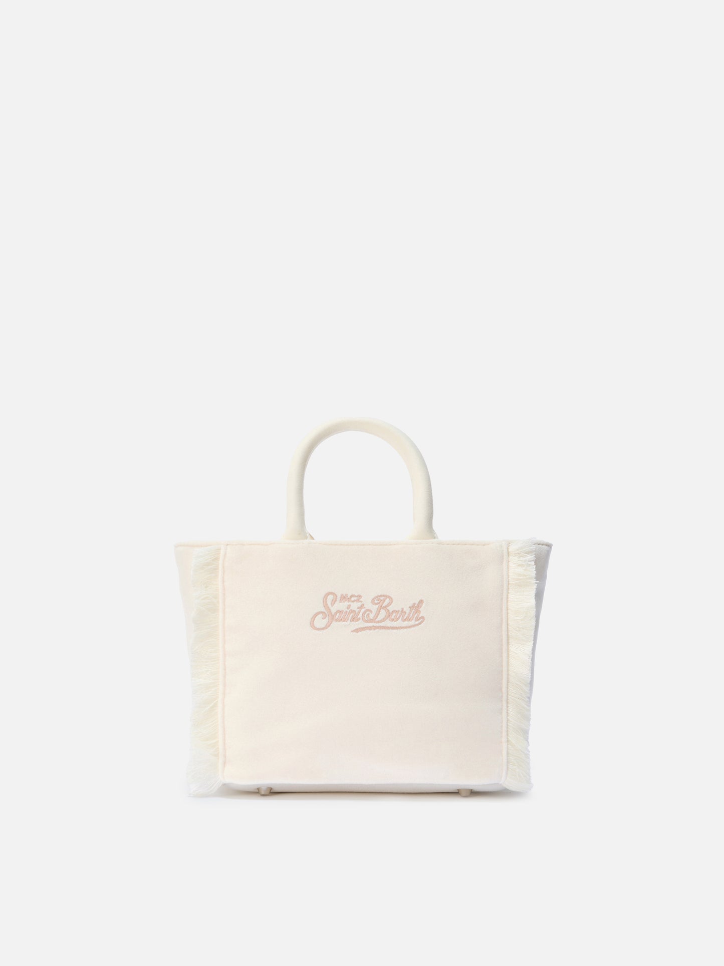 Vanity Mini Velvet Handbag in white velvet and faux suede