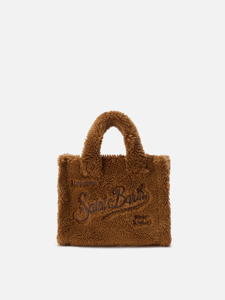 Borsa a mano Vanity Mini Teddy in sherpa marrone