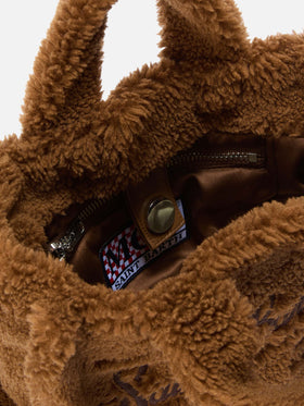 Borsa a mano Vanity Mini Teddy in sherpa marrone