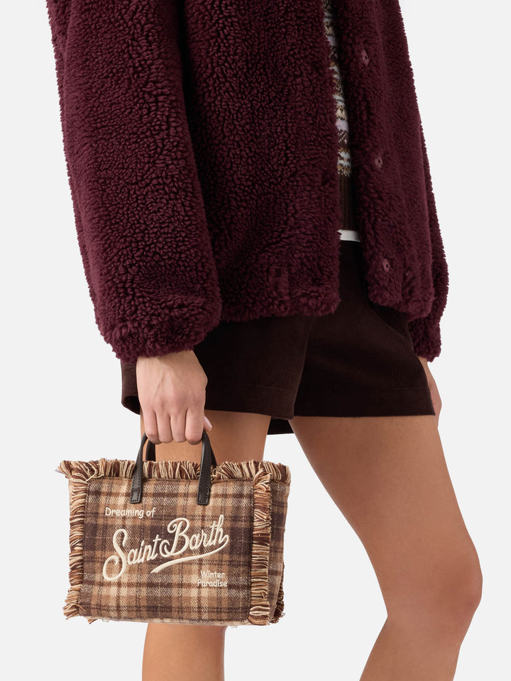 Borsa Mini Vanity in misto lana con motivo tartan