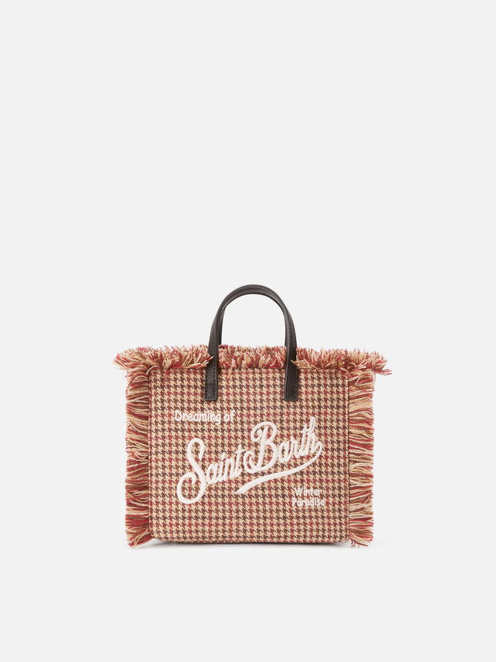 Borsa Mini Vanity in misto lana con motivo pied de poule