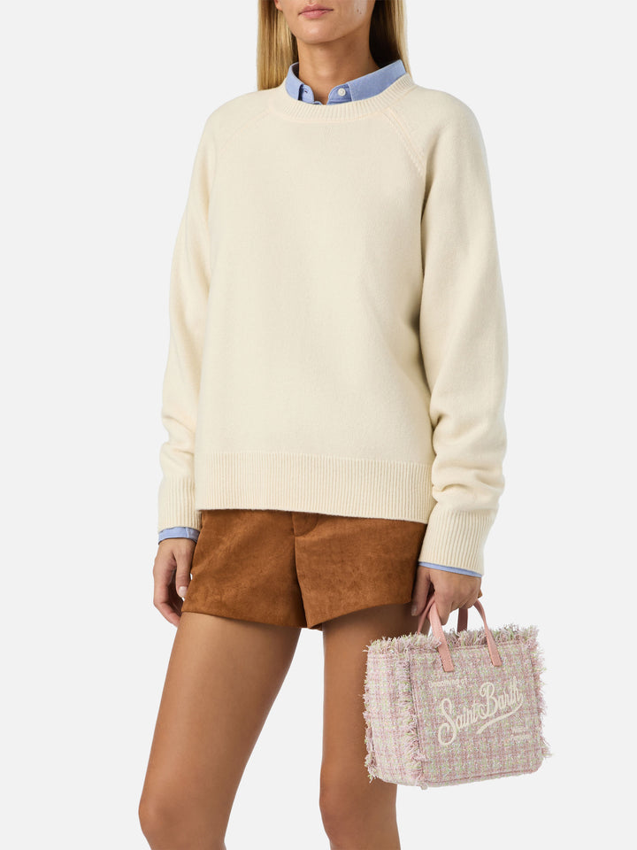 Mini Vanity bag rose en tweed avec fil de lurex 