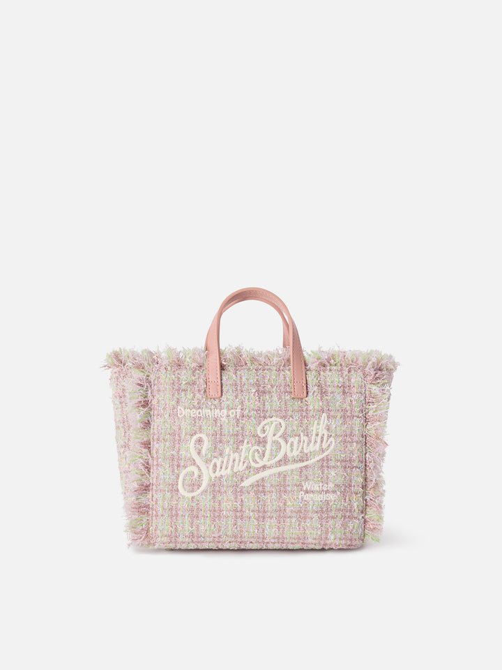 Mini Vanity bag rose en tweed avec fil de lurex 
