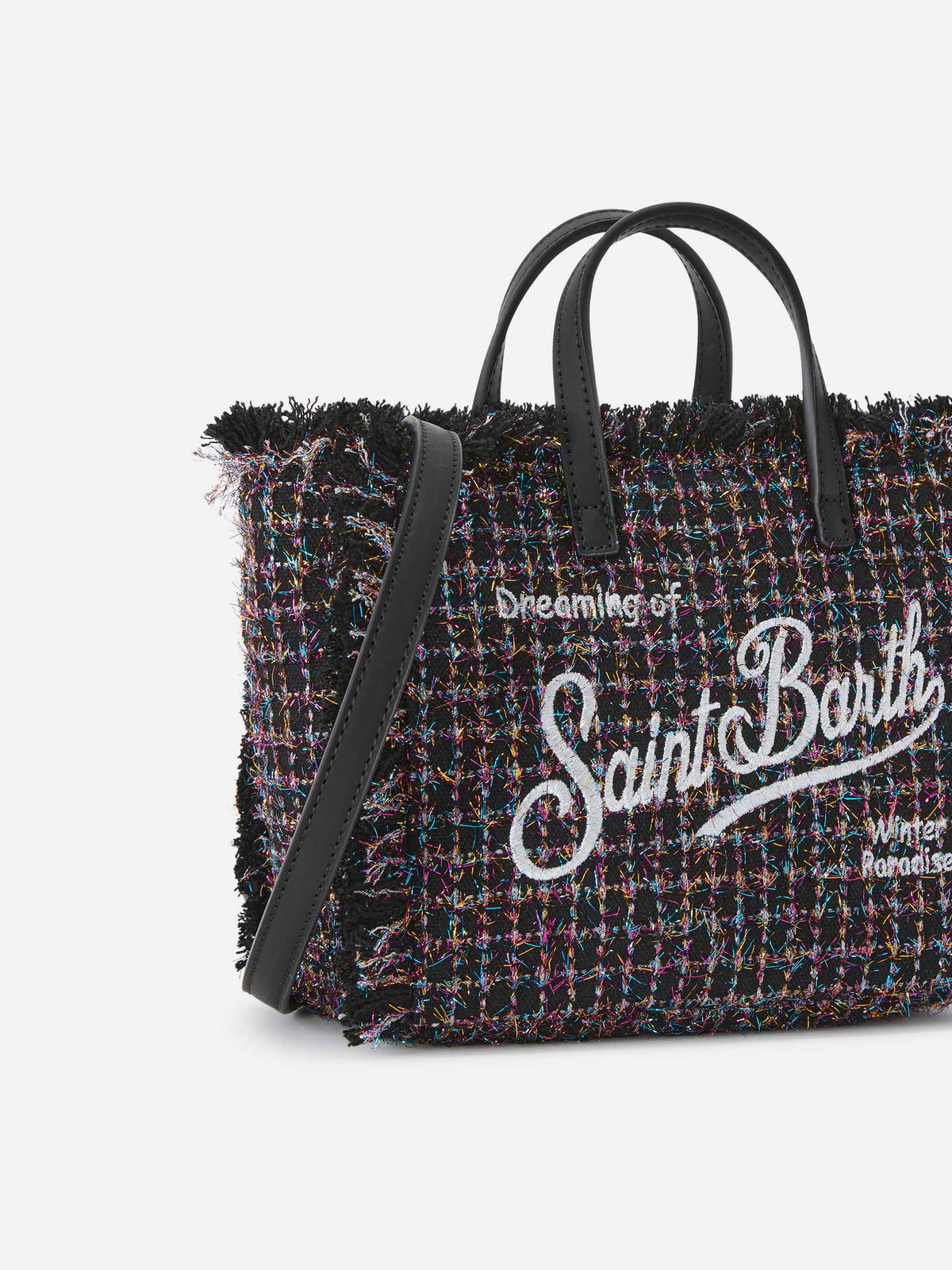Black Mini Vanity bag in tweed with glossy finish
