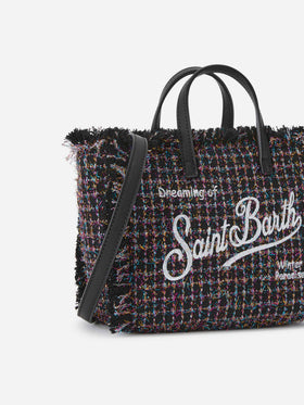 Black Mini Vanity bag in tweed with glossy finish