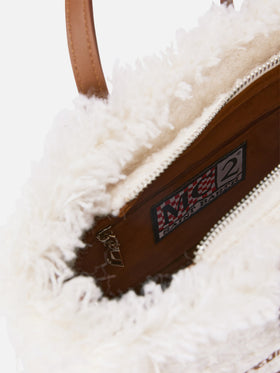 Mini Vanity bag en tweed color blanco roto con bordado del logo 