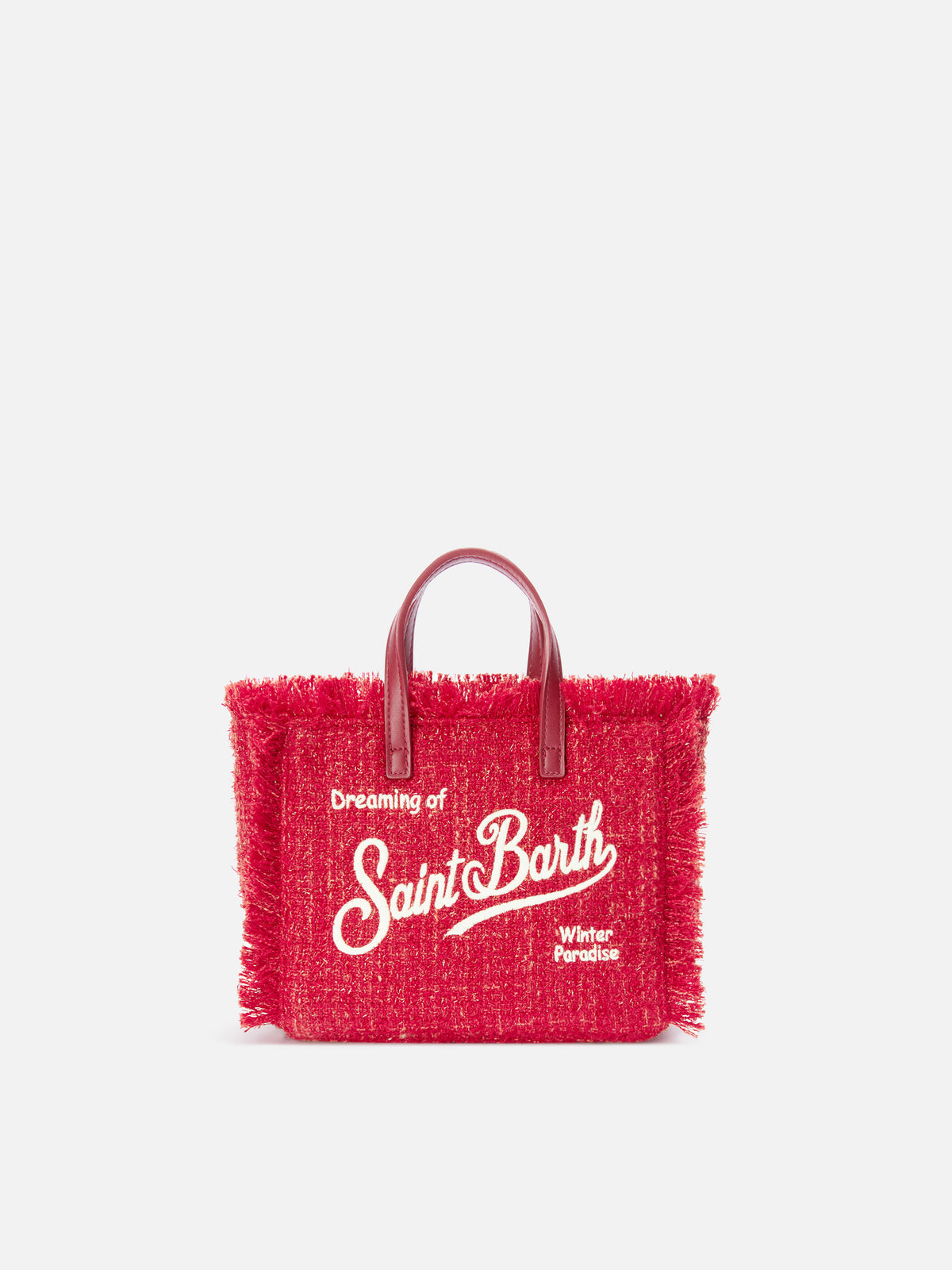 Red Mini Vanity bag in tweed with logo embroidery
