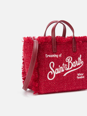 Red Mini Vanity bag in tweed with logo embroidery