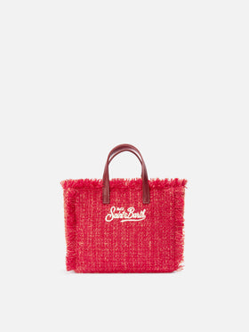 Red Mini Vanity bag in tweed with logo embroidery
