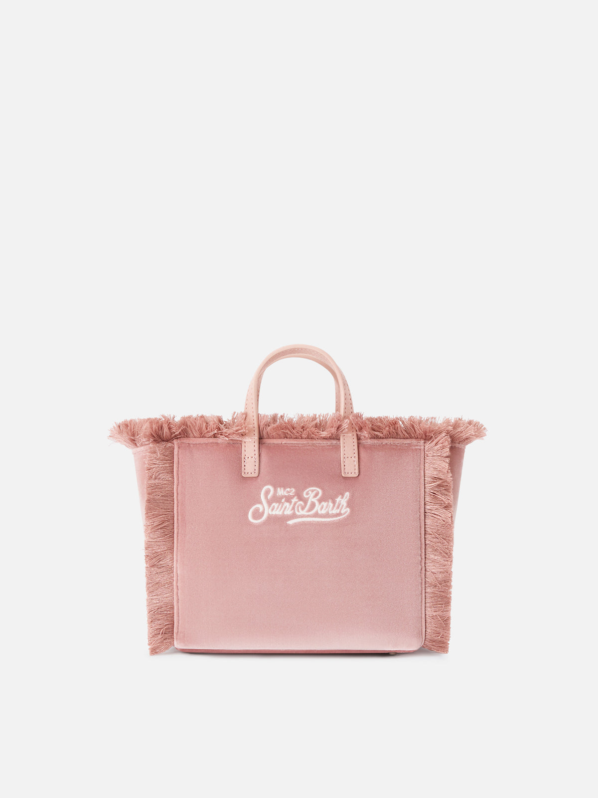 Rosa Mini Vanity-Tasche aus Samt mit Logostickerei 