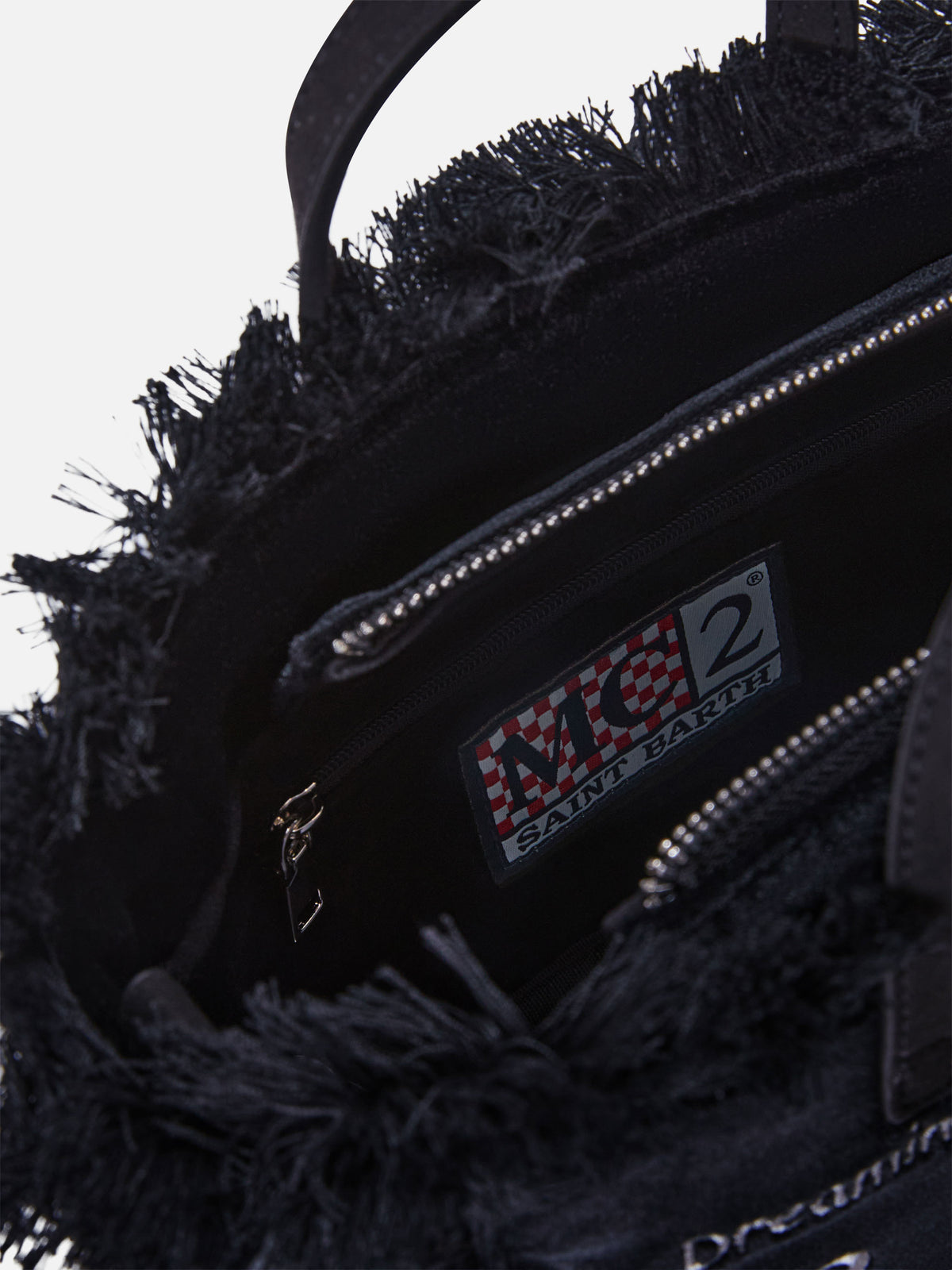 Borsa Mini Vanity nera in velluto con ricamo logo