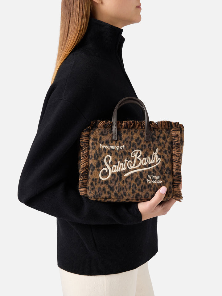Mini sac Vanity en feutre avec imprimé léopard 