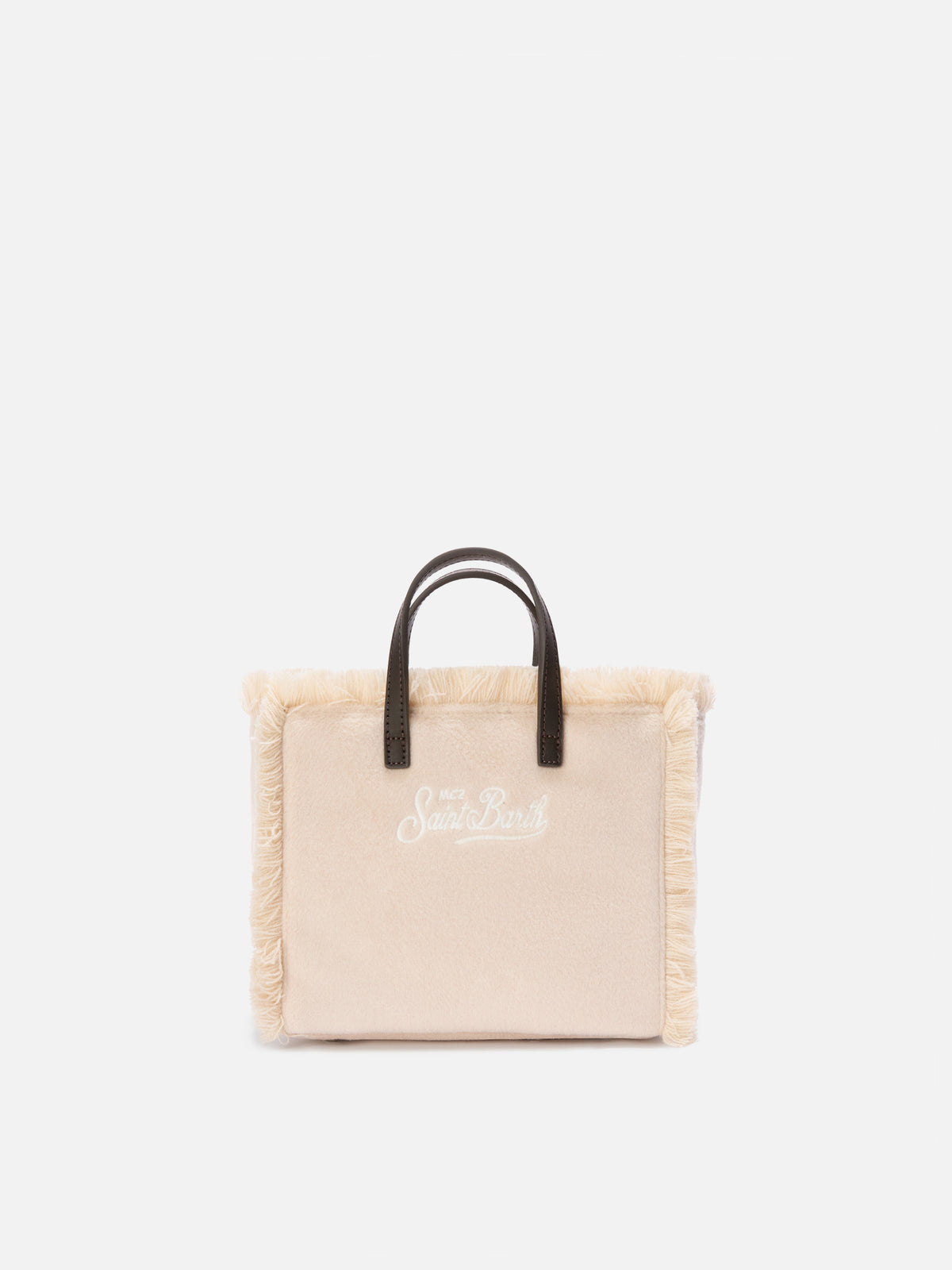 Bolso de fieltro Beige Mini Vanity con chalet bordado 