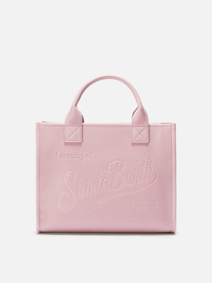 Vanity Bag Large Shoulder Bag in pink hammered leather