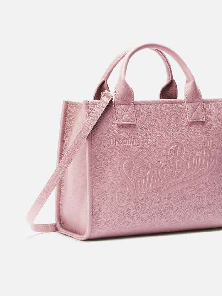 Vanity Bag Large Shoulder Bag in pink hammered leather