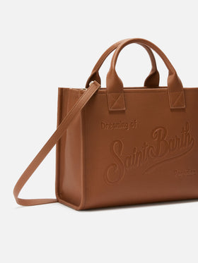 Vanity Bag Large Shoulder Bag in camel hammered leather