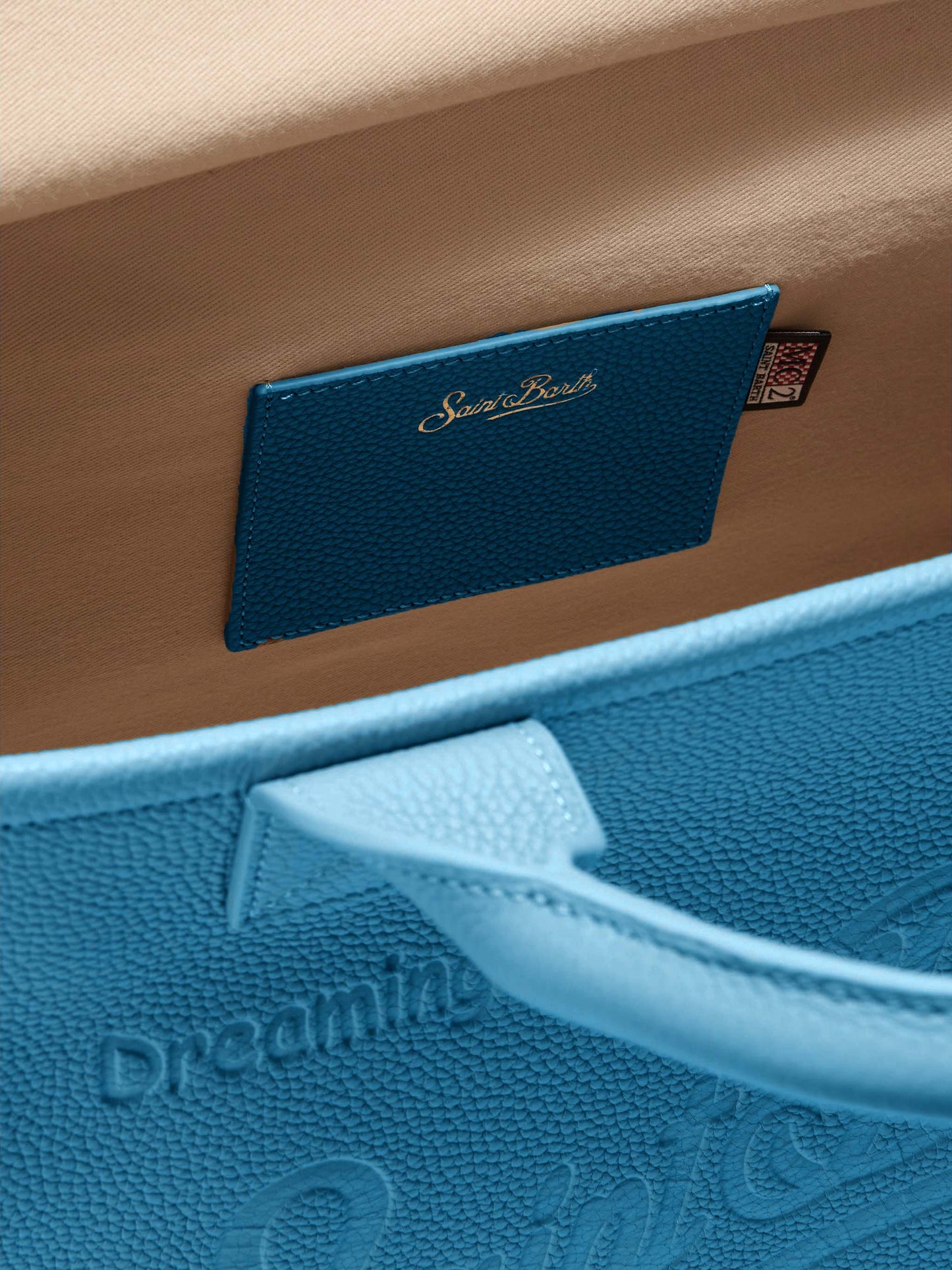 Borsa a spalla Vanity Bag Large in pelle martellata ottanio