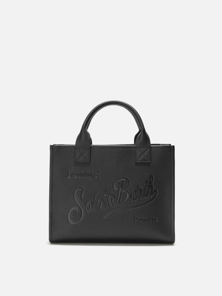 Vanity Bag Large Shoulder Bag in black hammered leather