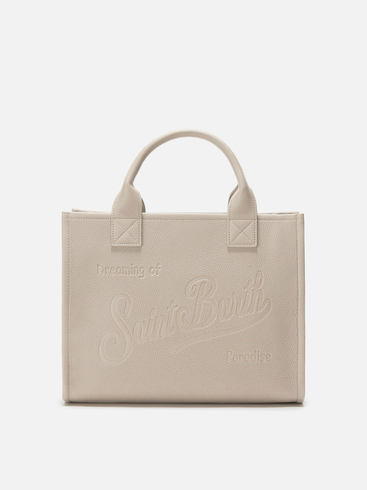 Vanity Bag Large Shoulder Bag in white hammered leather